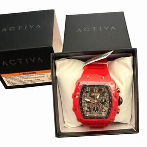 Activa x Invicta Men’s Skeleton Watch ACW2305-019 Red Case Black Dial NIB 50M
